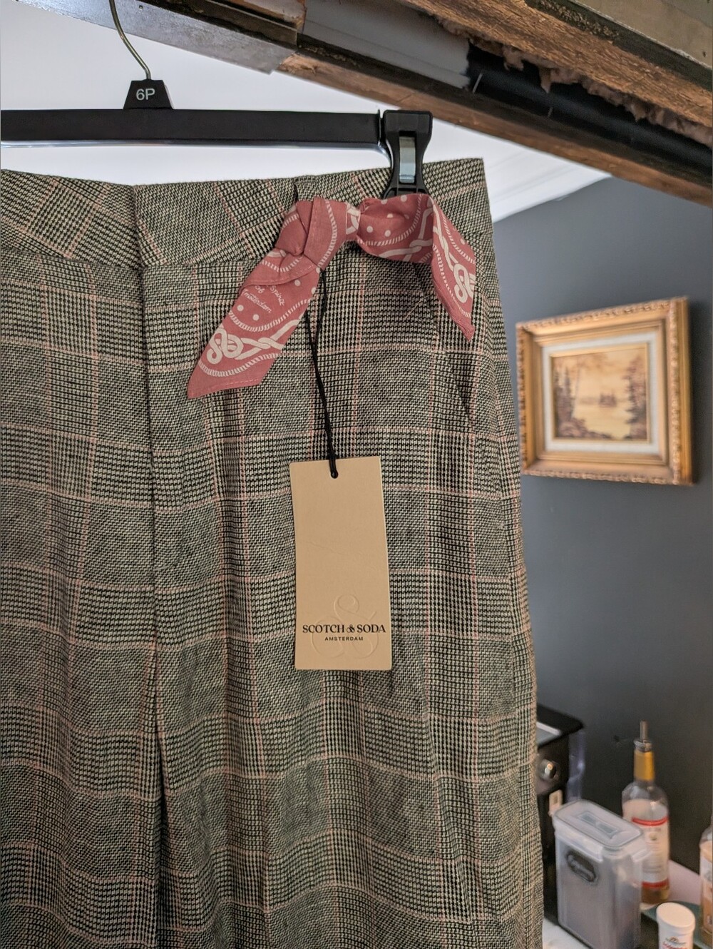 NWT* Scotch & Soda Hana Plaid Trousers with Belt Size 26/32